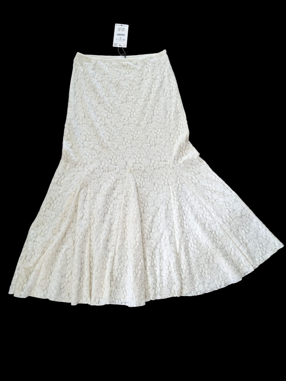 ZARA Lace Ivory Midi / Maxi M Skirt Ecru Openwork Tulip Coquette Feminine NWT